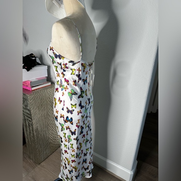 L’agence Jodie V Neck Slip women Dress white butterfly - Picture 3 of 16